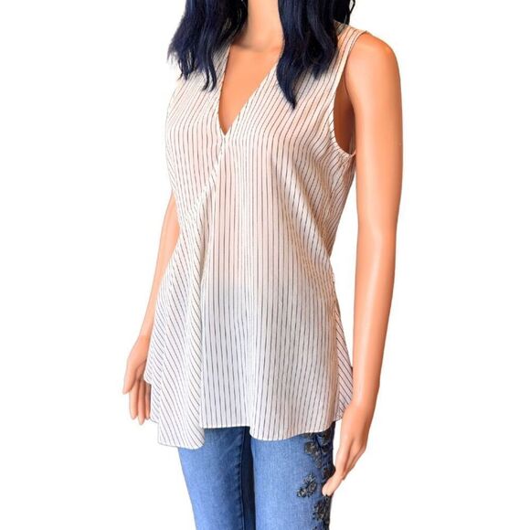 NWT Theory Pinstripe Fluid Asymmetrical Silk Top Size Small - Picture 5 of 7
